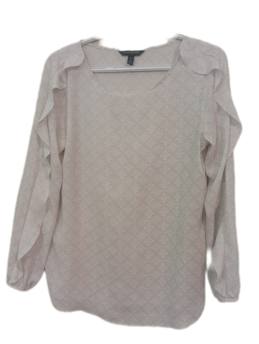 Worthington White Embroidered Long-Sleeve Ruffle Blouse